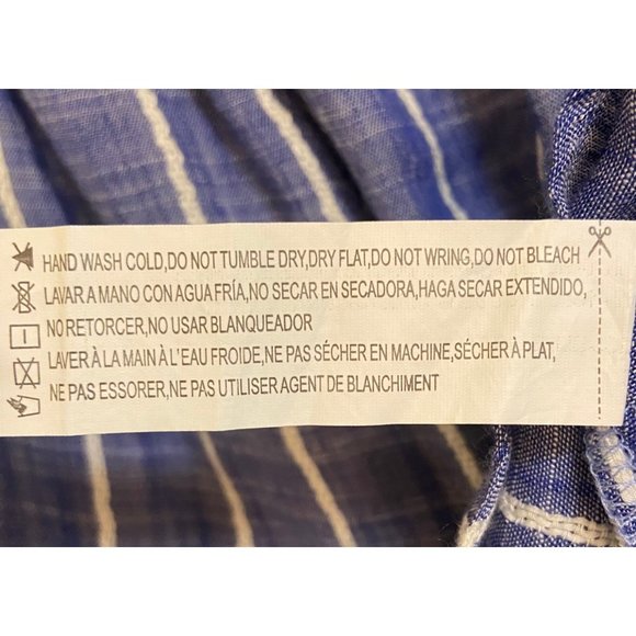 THREAD & SUPPLY SHIRT ADULT SIZE SMALL BLUE WHITE STRIPE FLOWY CROPPED WOMENS - Picture 5 of 5